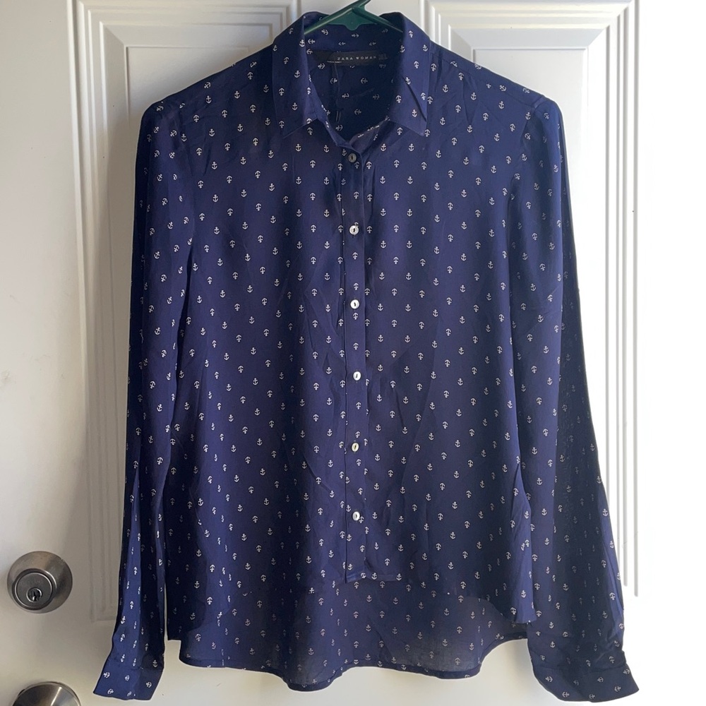 Zara Woman Navy Nautical Women's Shirt